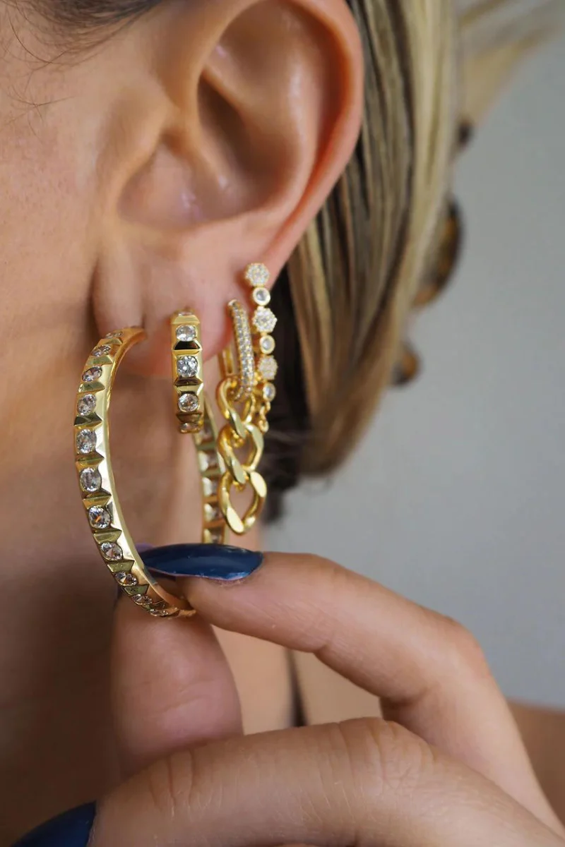 LUV AJ Mini Pyramid Stud Hoops