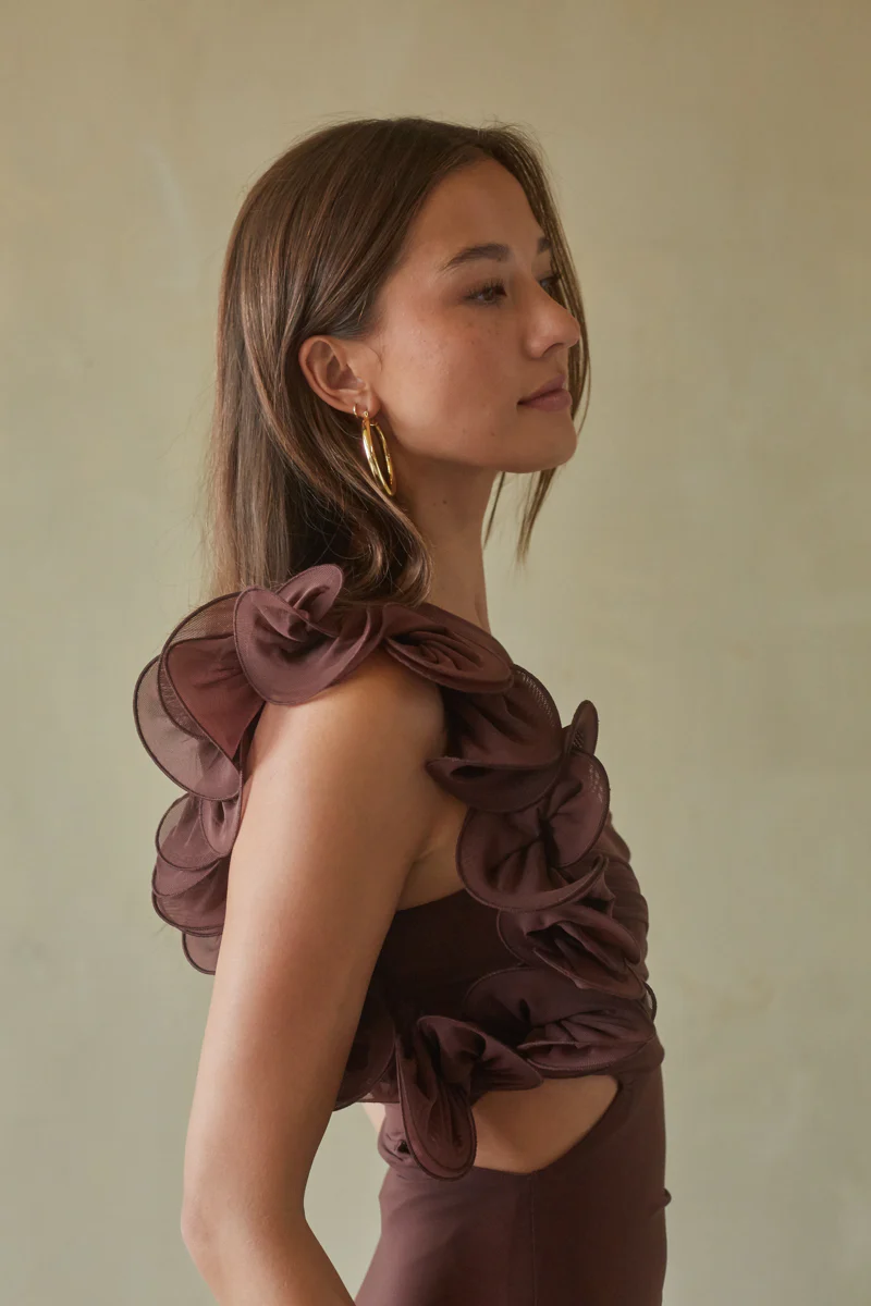 Echo One Shoulder Ruffle Maxi Dress