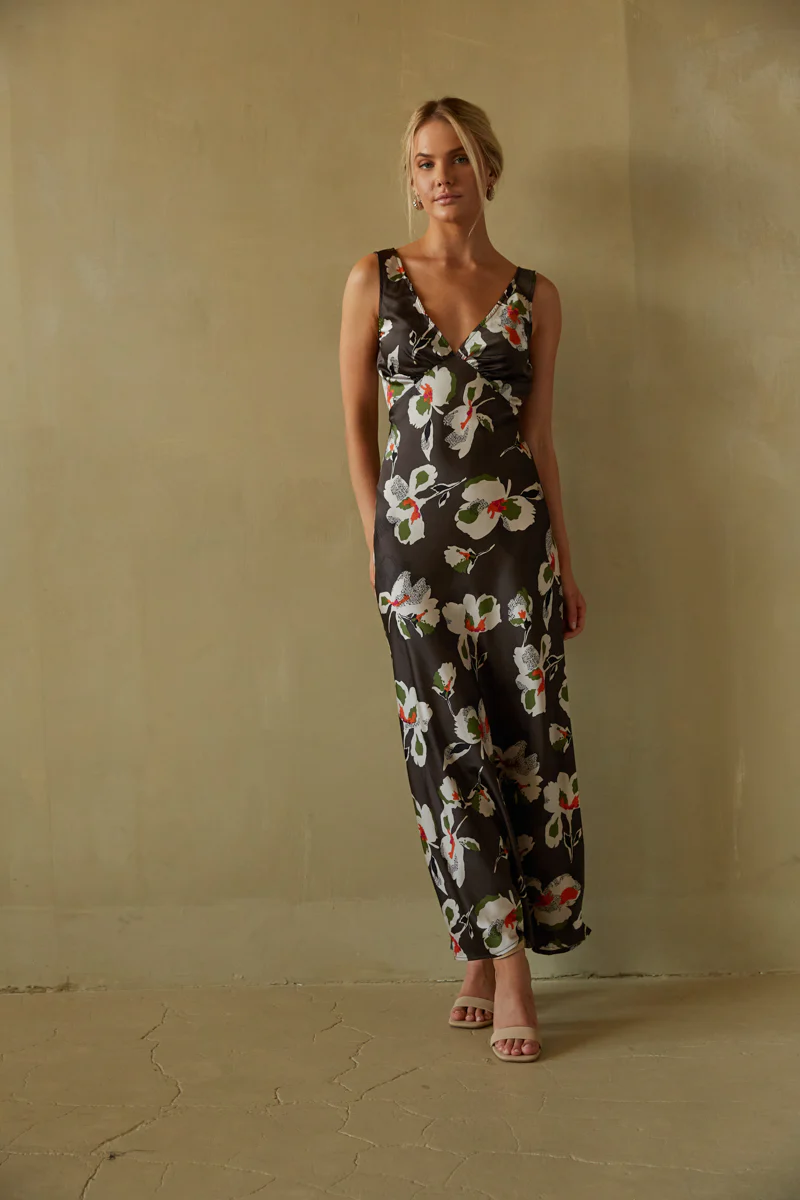 Jana Satin Floral Maxi Dress