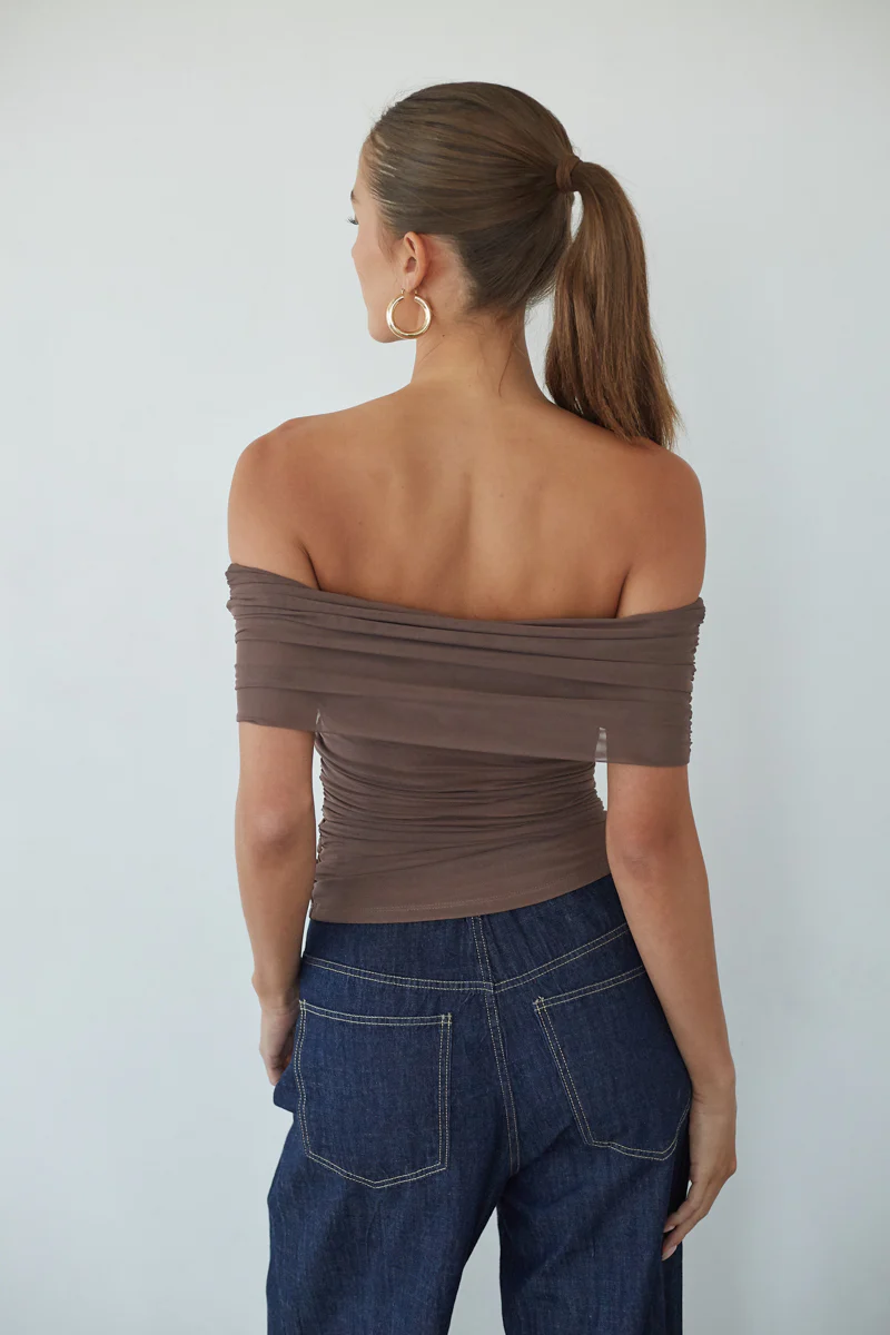 Vada Off the Shoulder Mesh Top