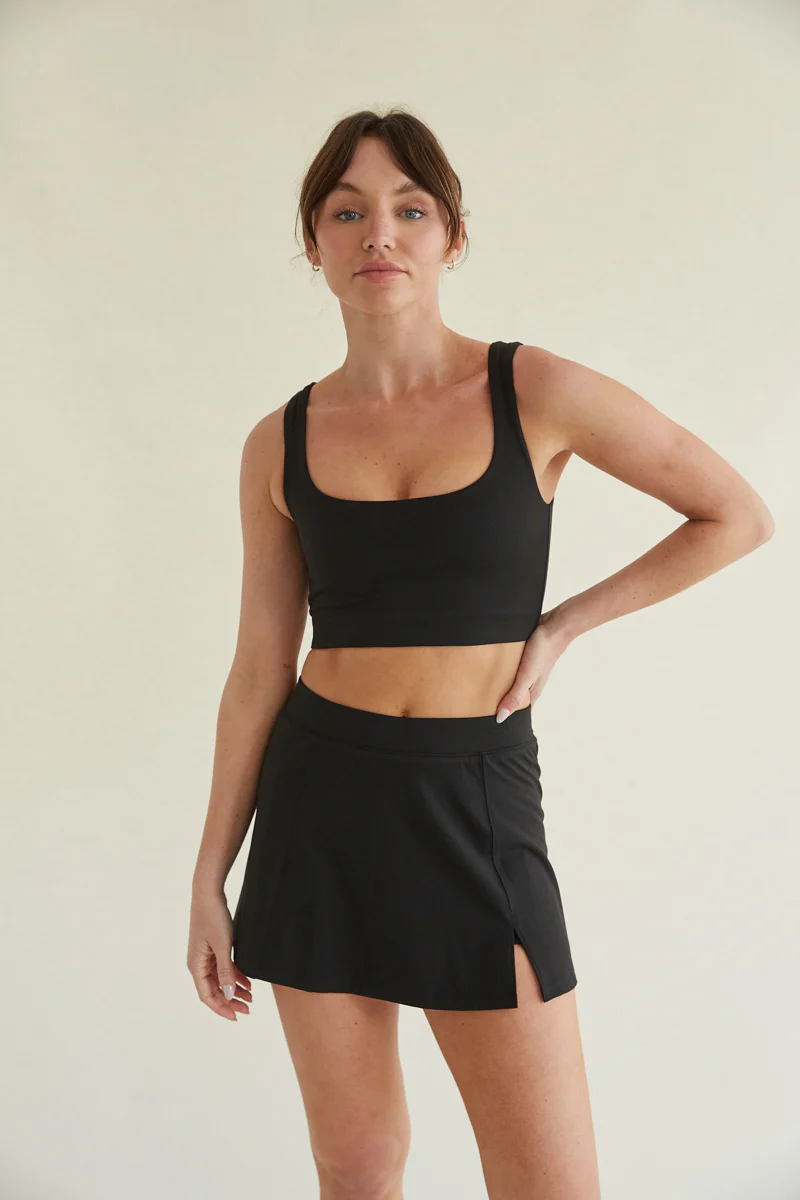 Kenzie Double Lined Crop Tank in Black