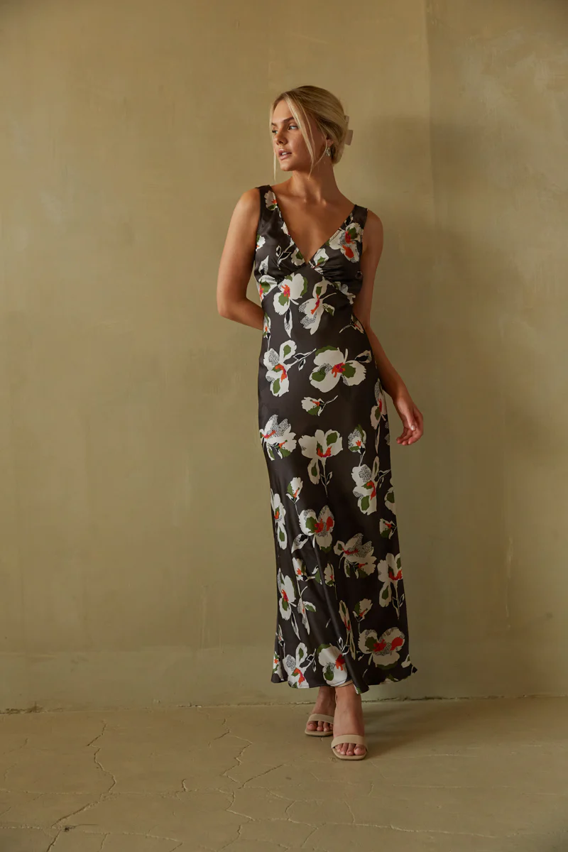 Jana Satin Floral Maxi Dress