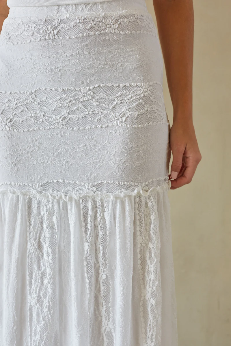 Fawn Lace Tiered Maxi Skirt