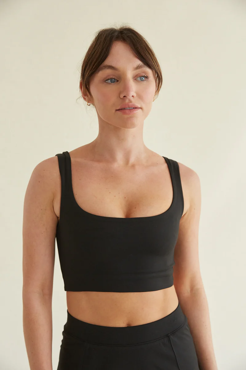 Kenzie Double Lined Crop Tank in Black