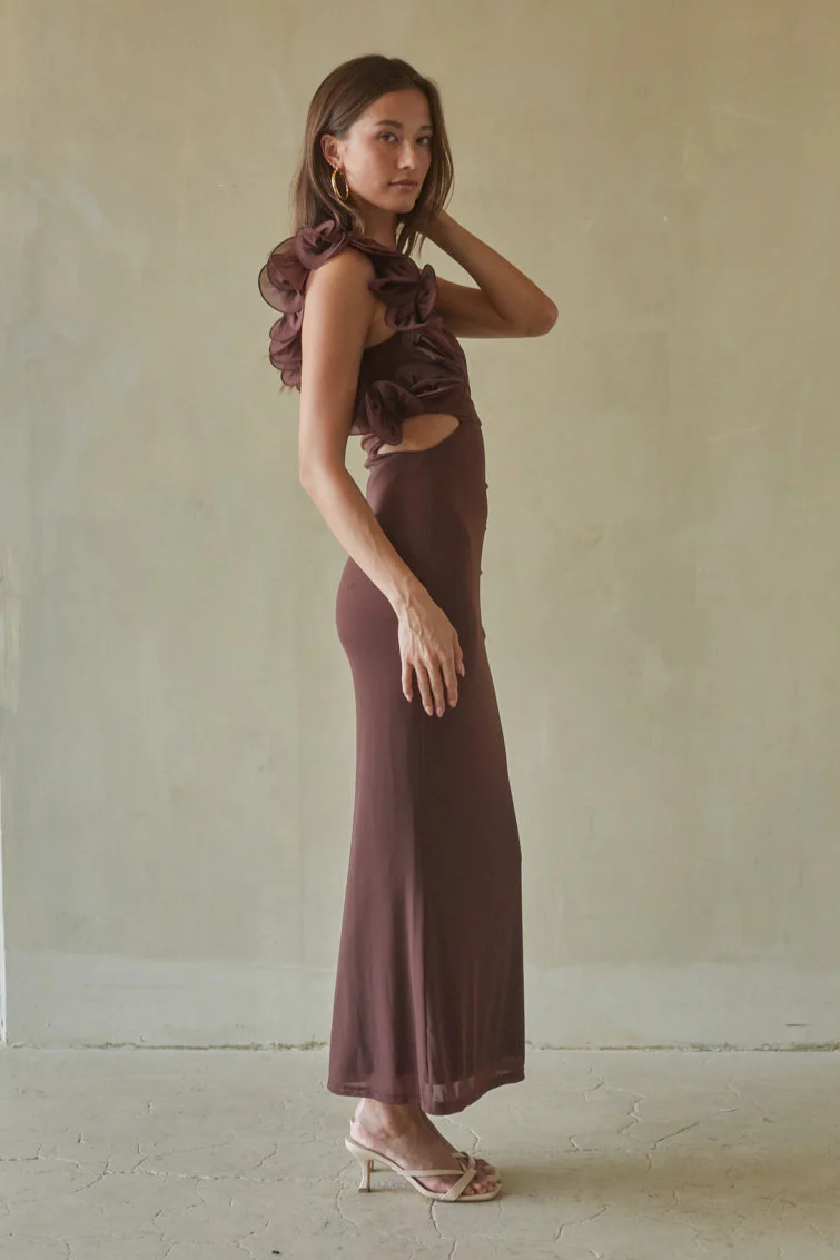 Echo One Shoulder Ruffle Maxi Dress