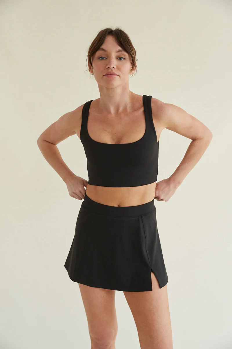 Kenzie Double Lined Crop Tank in Black