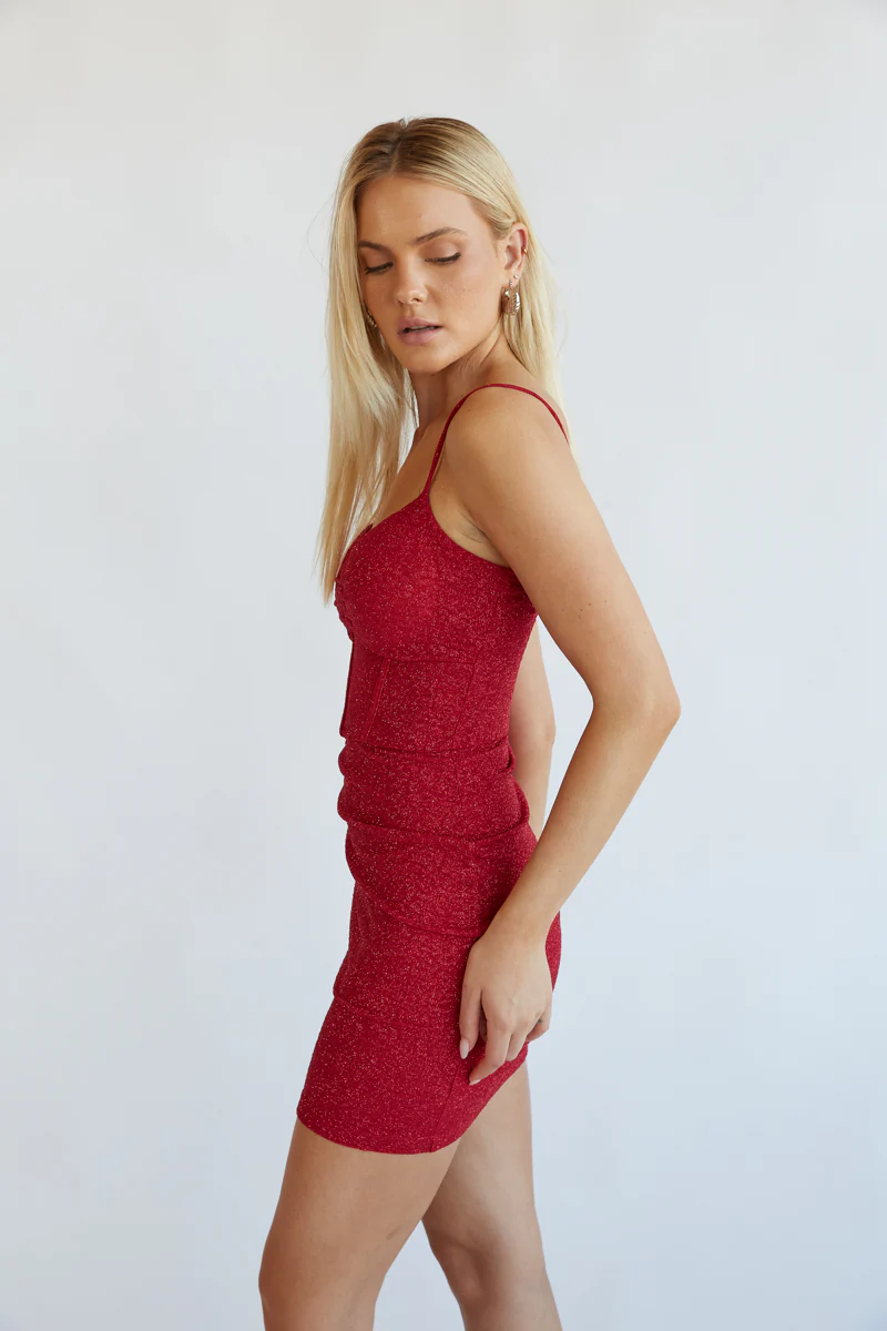 Clara Glitter Corset Bodycon Mini Dress