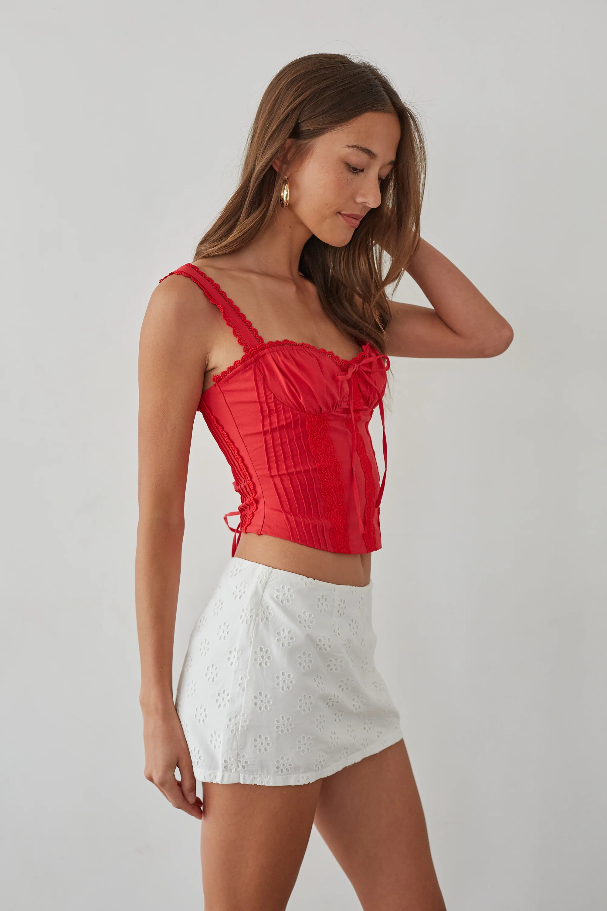 Kaylee Ditsy Eyelet Lace Mini Skort