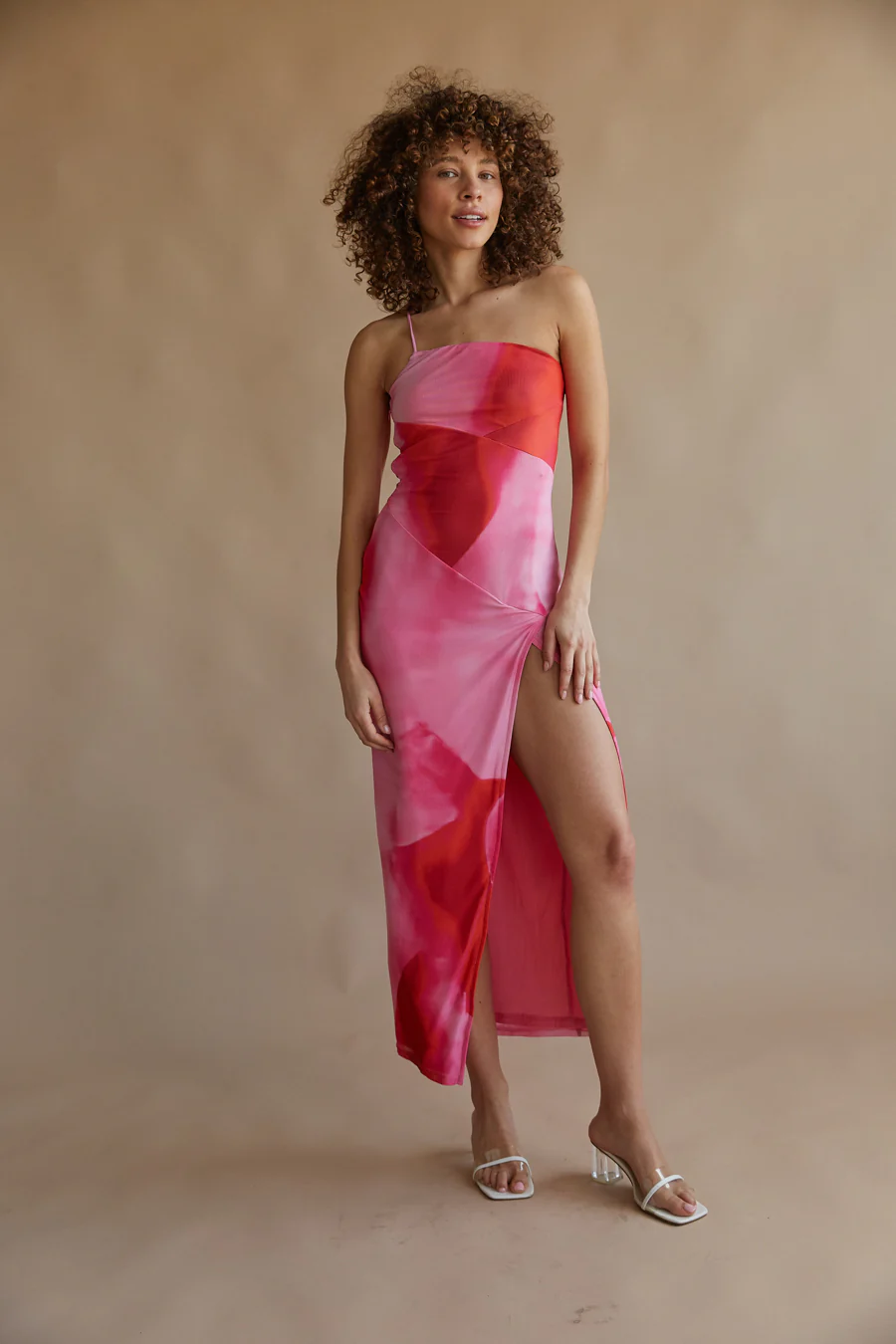 Aurora One Shoulder Mesh Maxi Dress