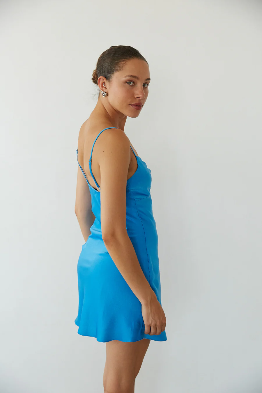 Raya Twist Front Satin Mini Dress