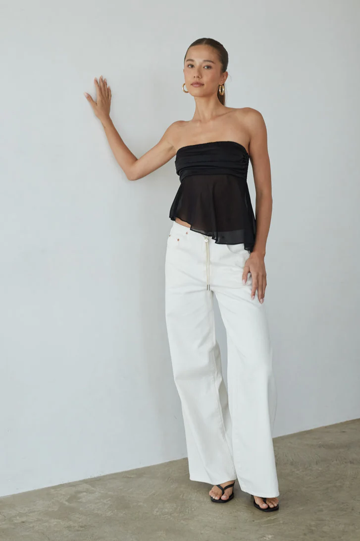 Sharlene Asymmetrical Sheer Top