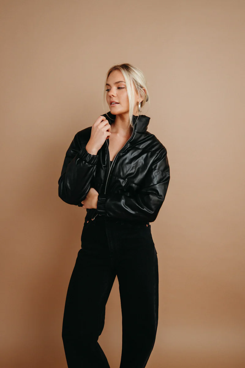 Ellis Faux Leather Puffer Jacket