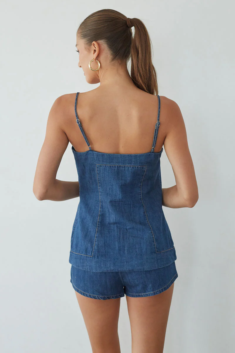 Amena Button Up Denim Vest