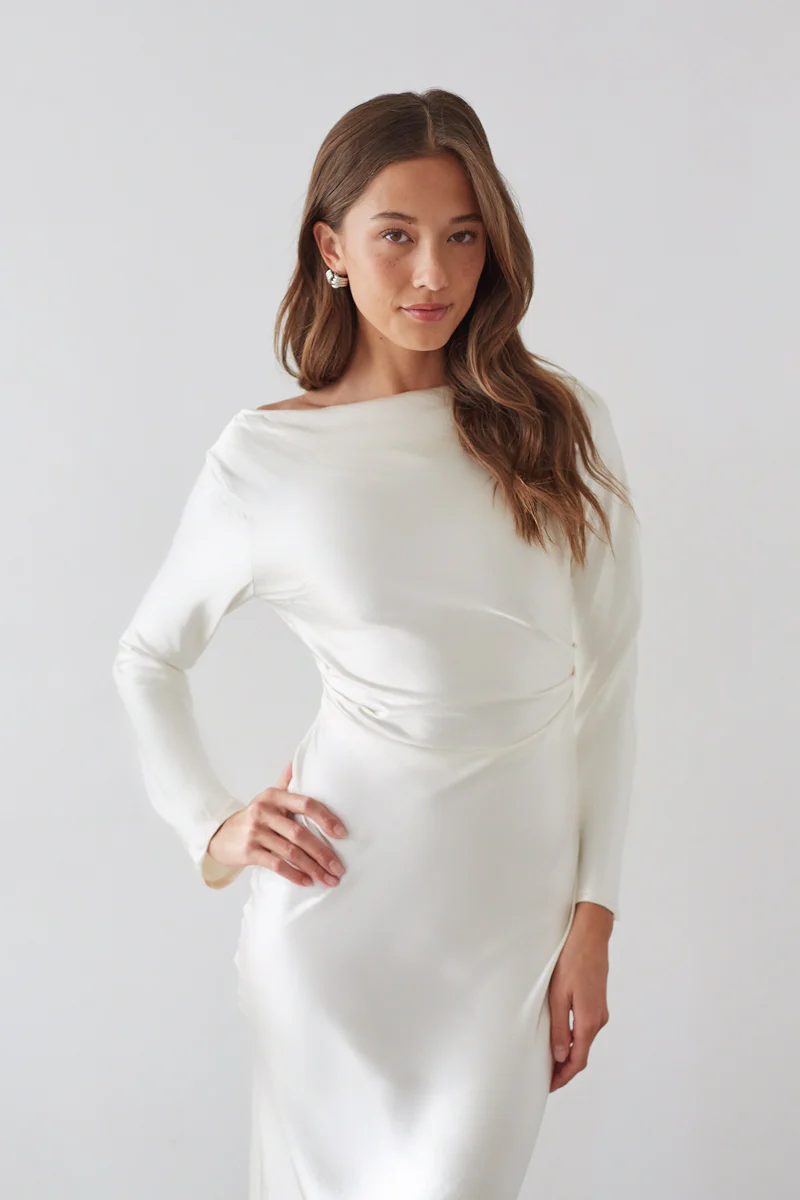 Sofia Open Back Satin Maxi Dress