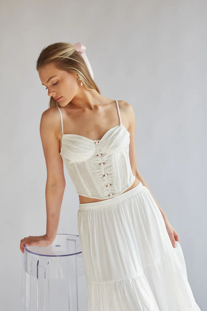 Daphne Rosette Lace Corset Top