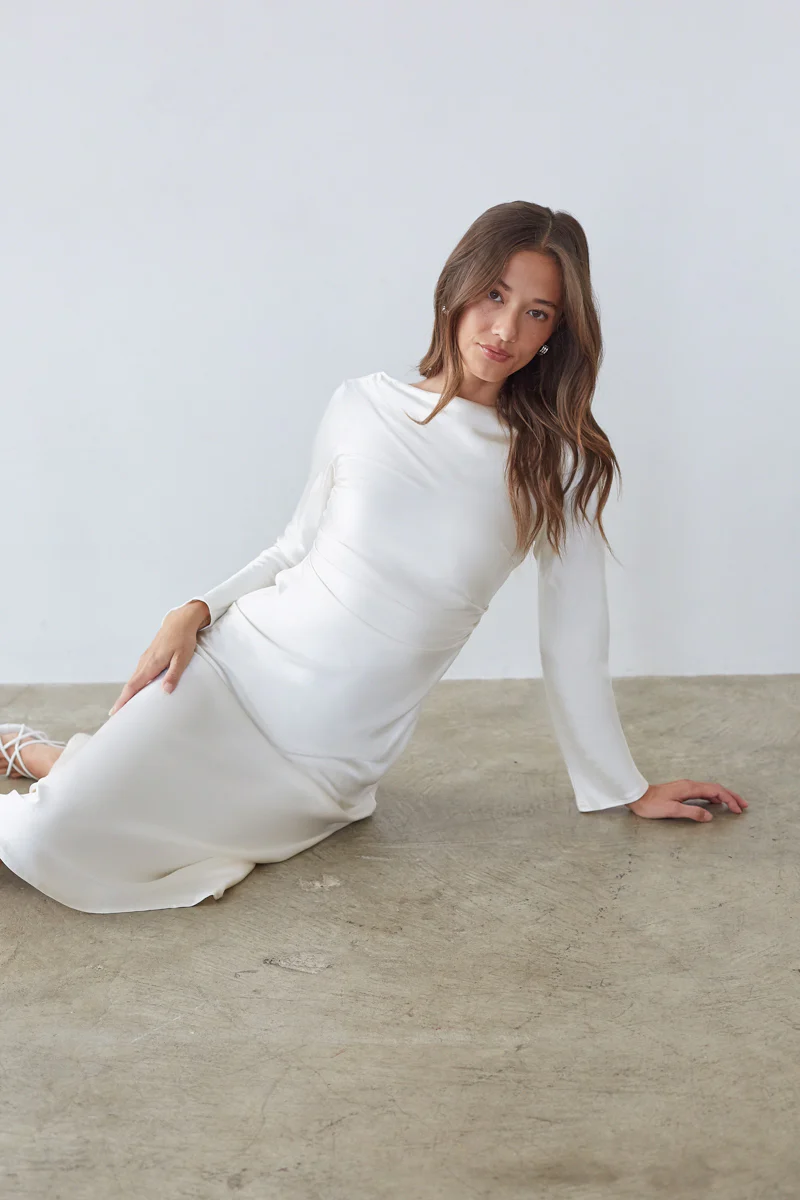 Sofia Open Back Satin Maxi Dress