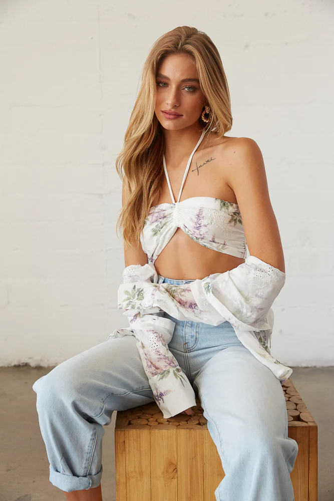 Loretta Floral Halter Crop Top