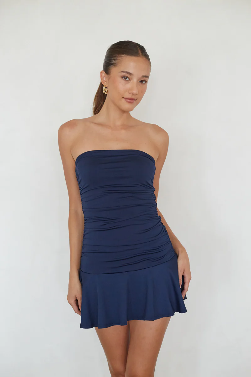 Alora Strapless Ruched Mini Dress