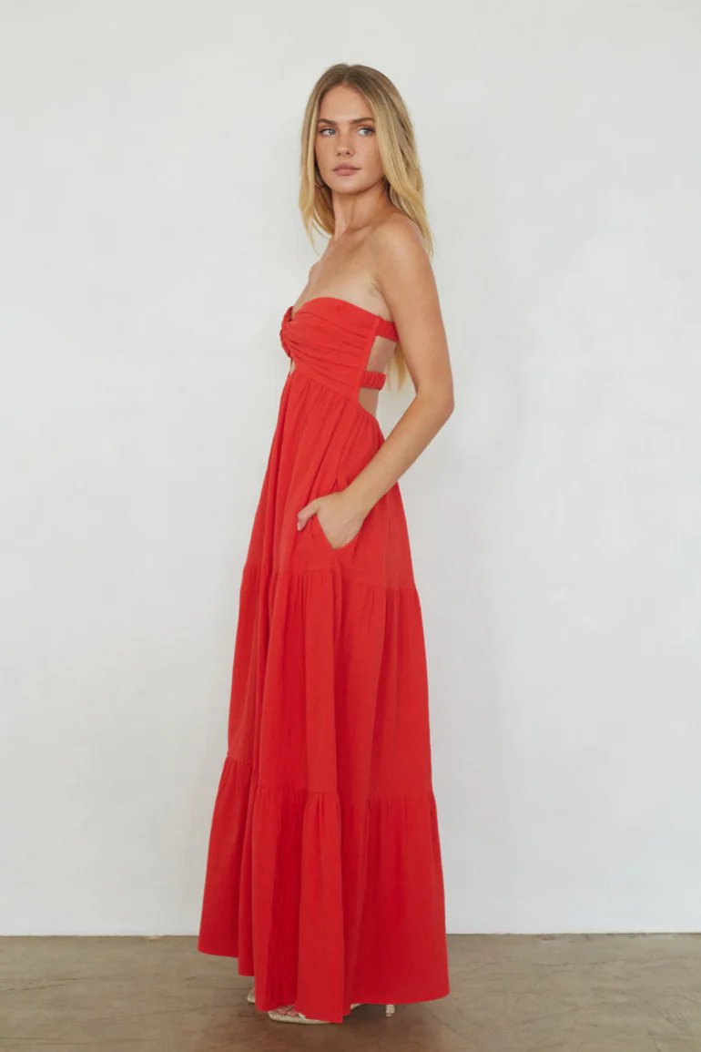 Della Twist Linen Maxi Dress
