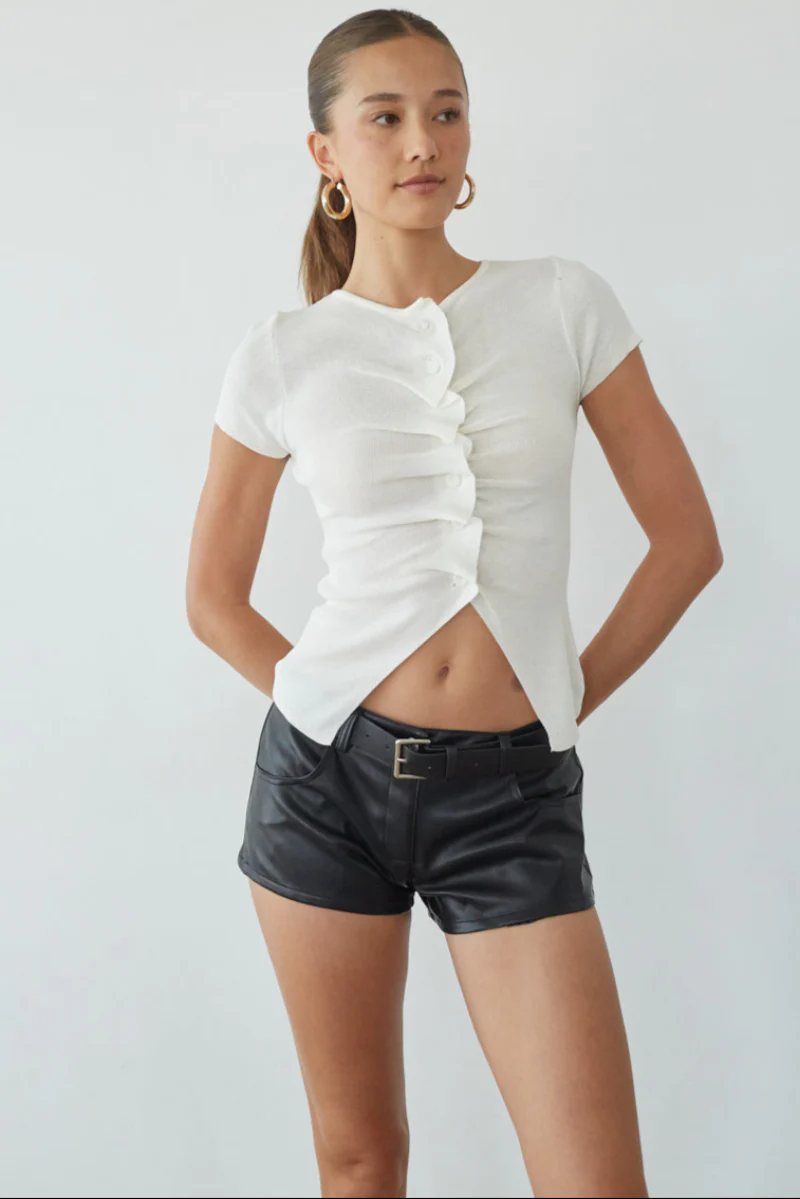 Arley Leather Belted Shorts