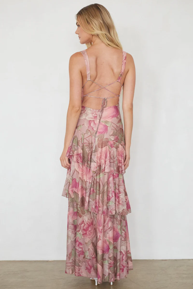 Imogen Mesh Tiered Maxi Dress