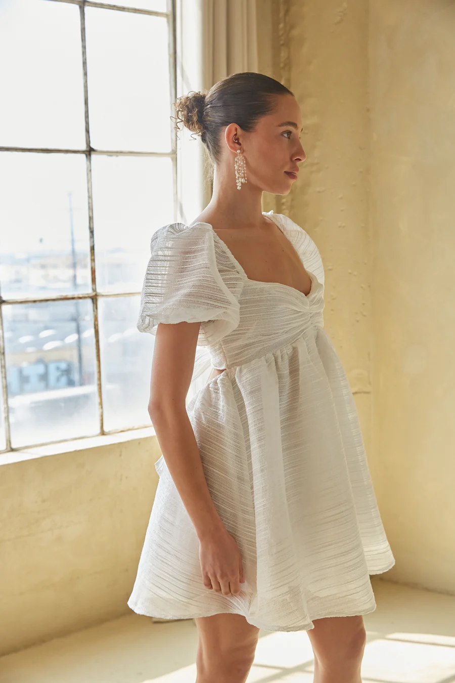 Parisa Puff Sleeve Babydoll Mini Dress