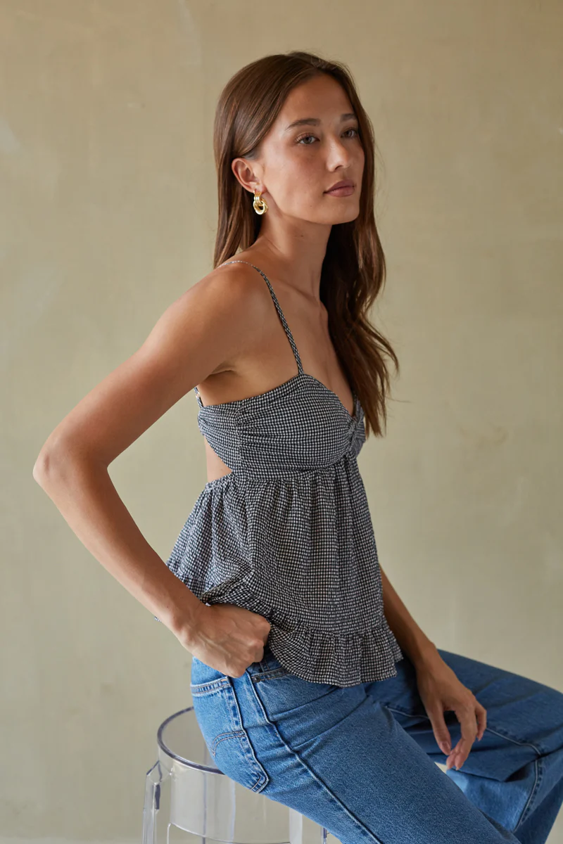 Piper Twist Front Gingham Top