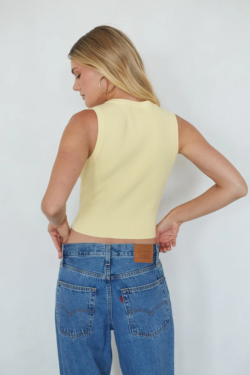 Lark Ribbed Button Up Tank Top