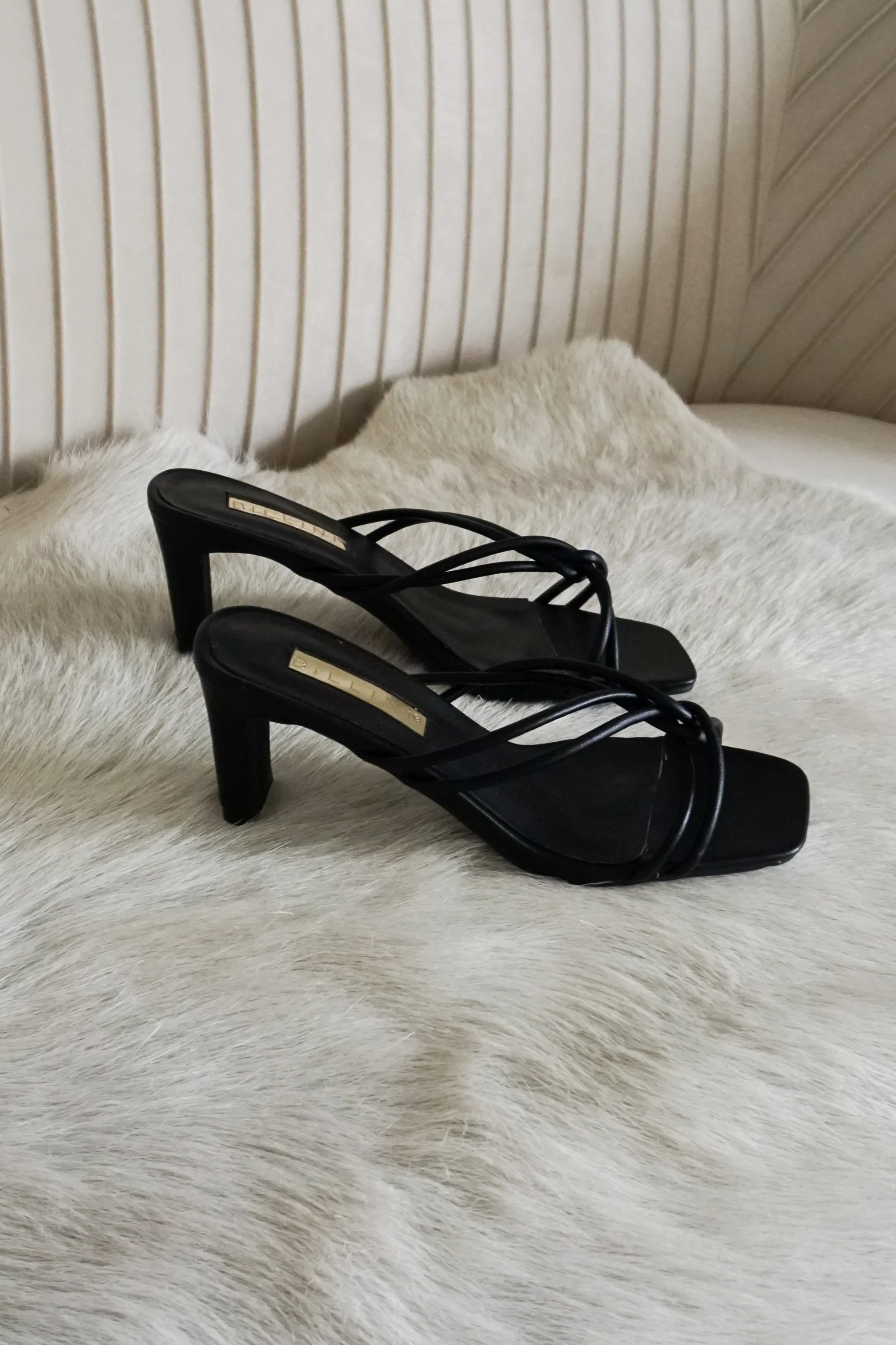Kora Twisted Strap Heel in Black