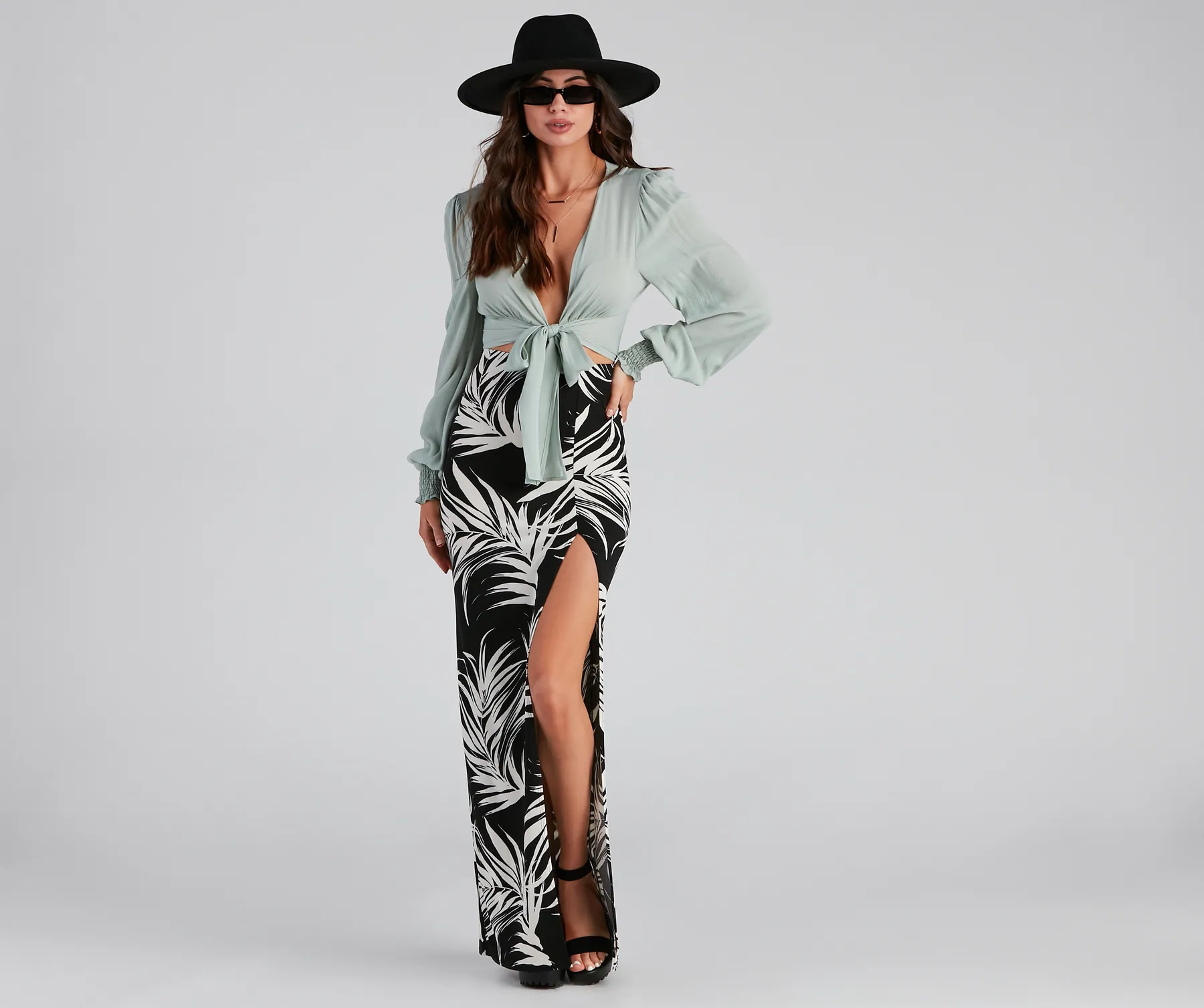 Hit The Tropics High Slit Maxi Skirt