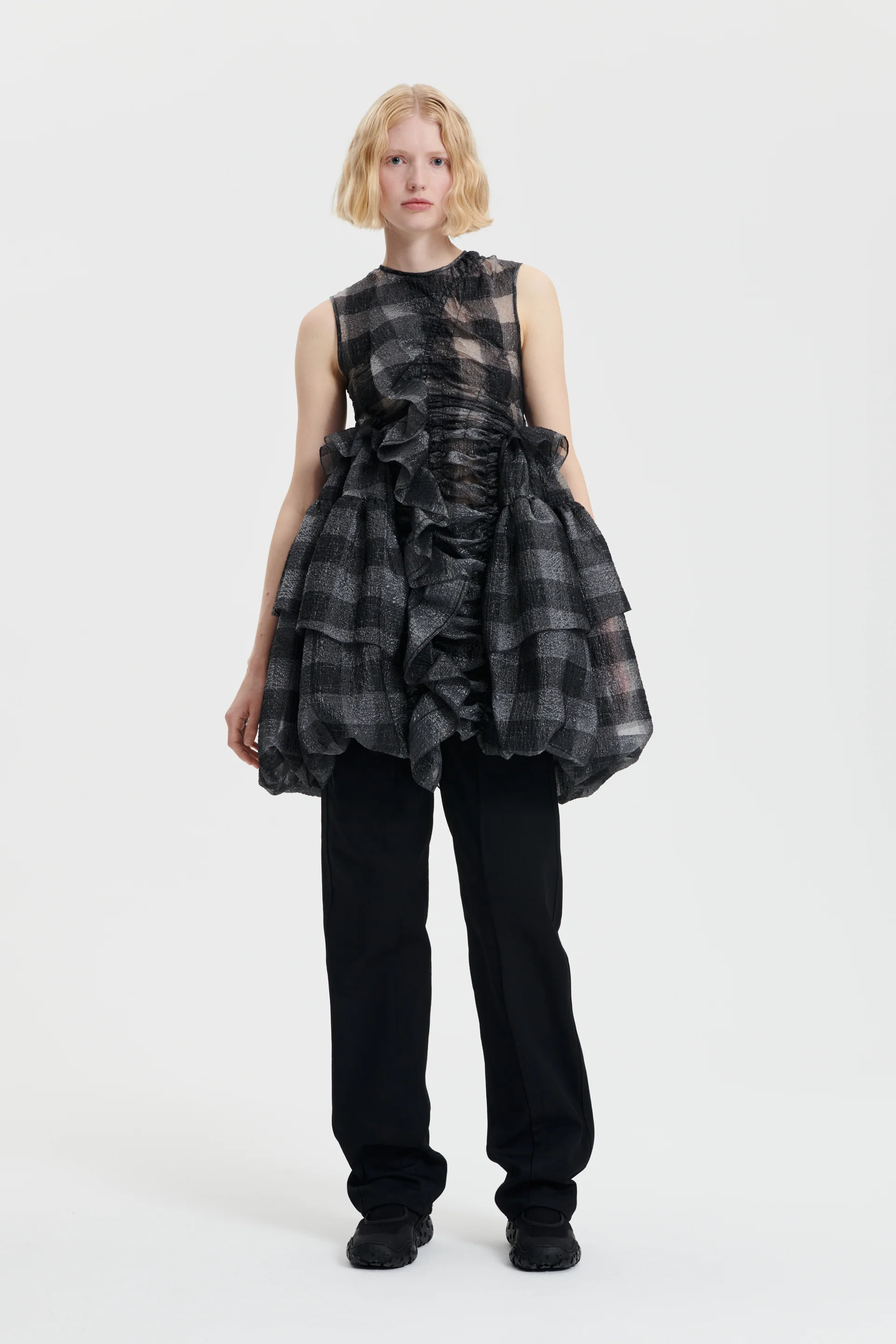 GISELLE | DRESS GINGHAM JACQUARD BLACK