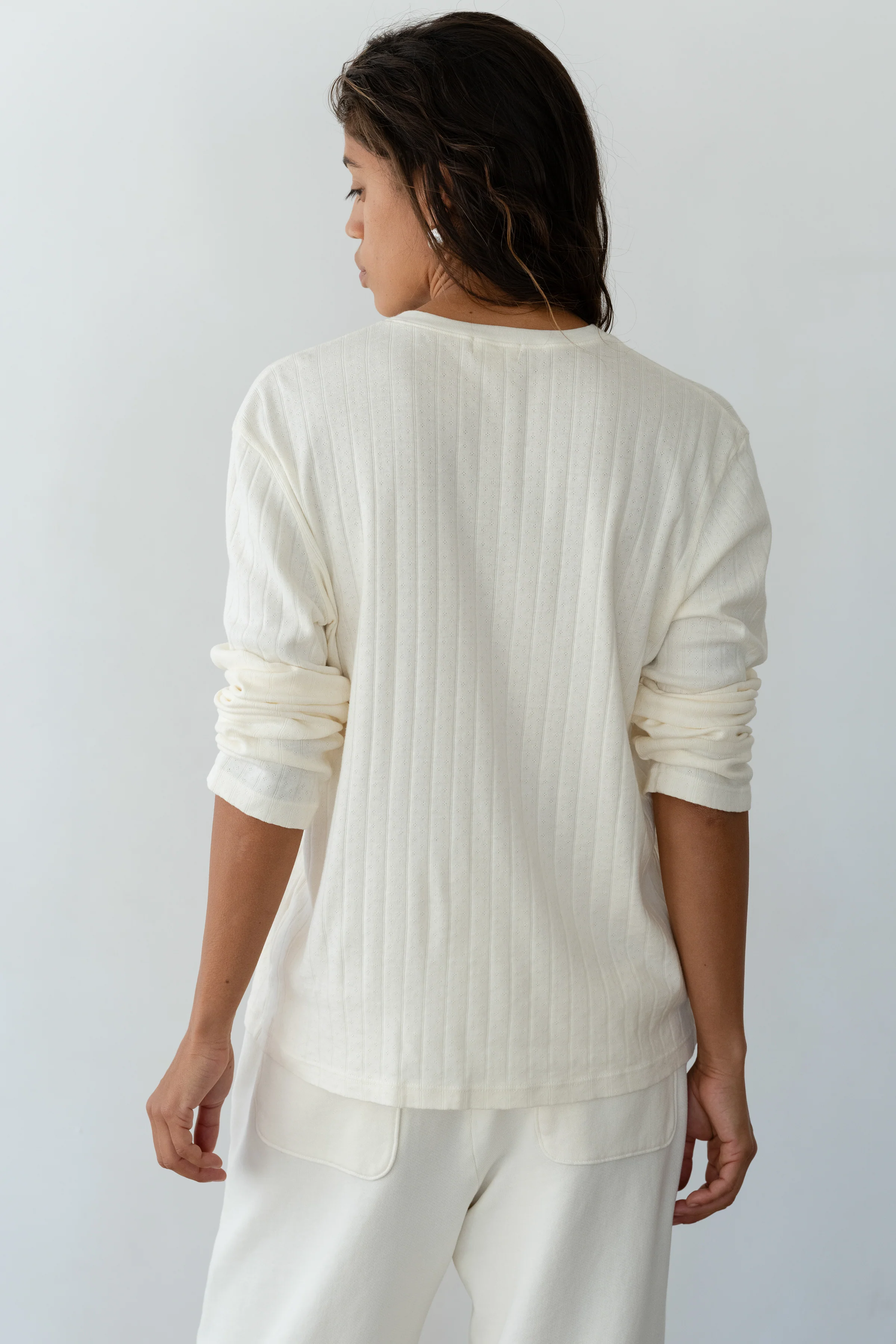 The Pointelle V-Neck Long Sleeve