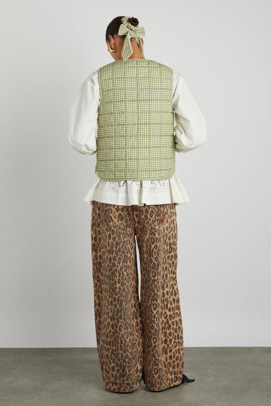 arte reversible tie gilet - green gingham