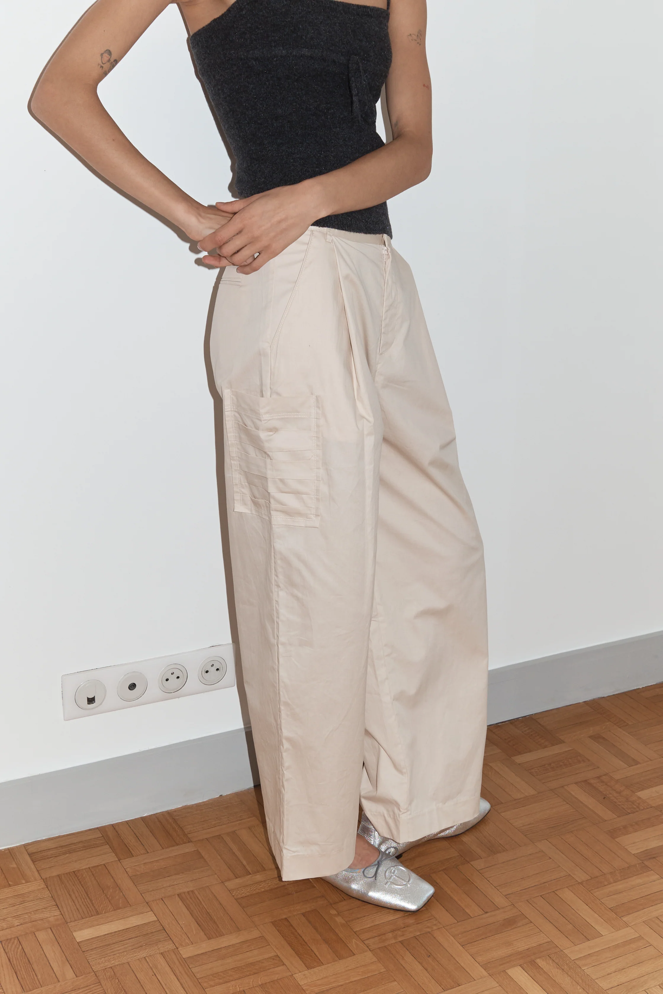 Gathered Pocket Pant - Off White
