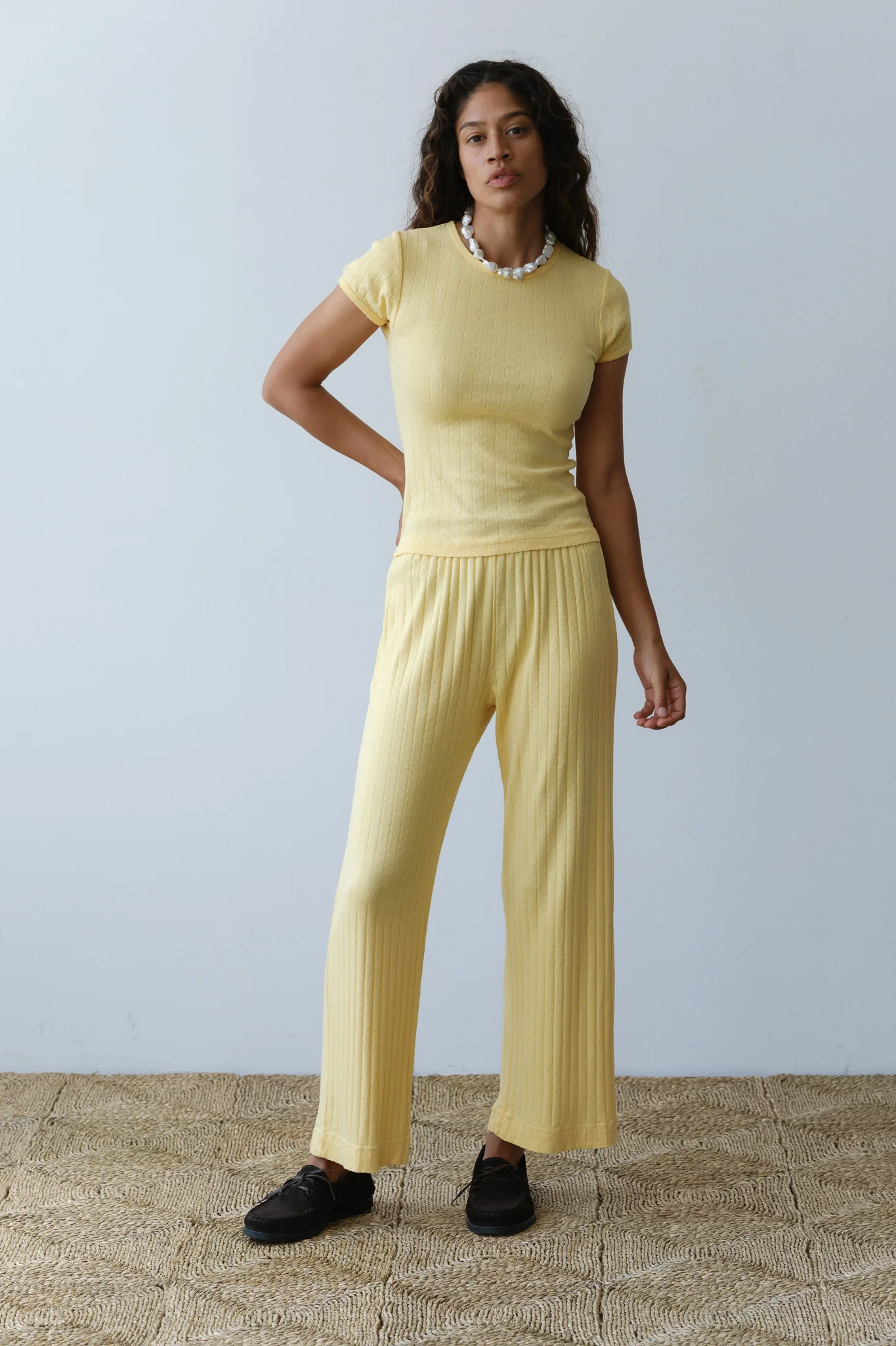 The Pointelle Simple Crop Pant