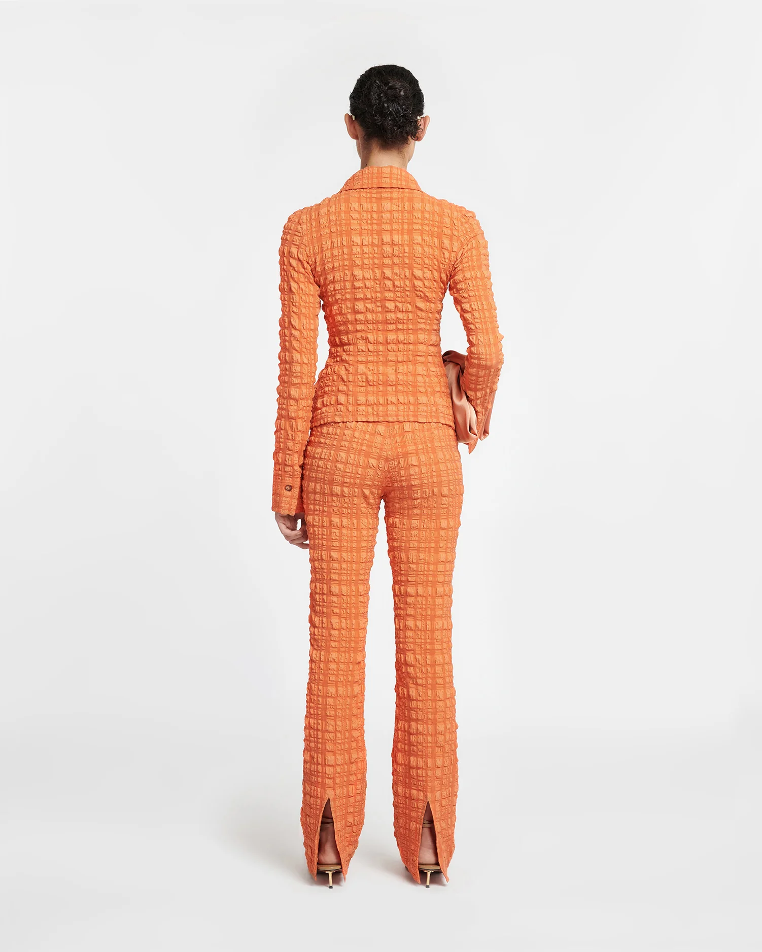 Juna - Seersucker Pants - Sunset Orange