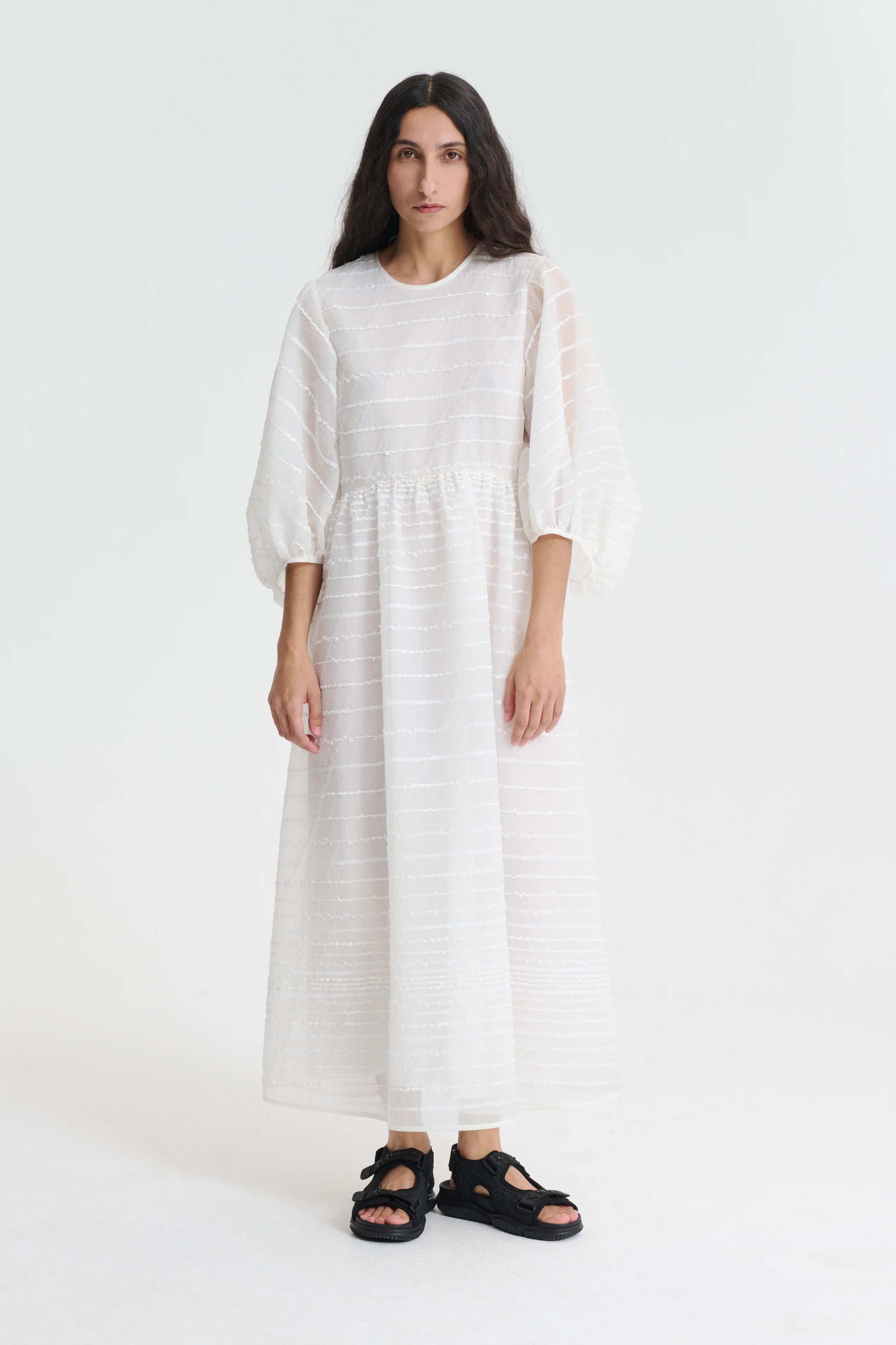 KARMEN | DRESS MAQUIS JACQUARD ECRU