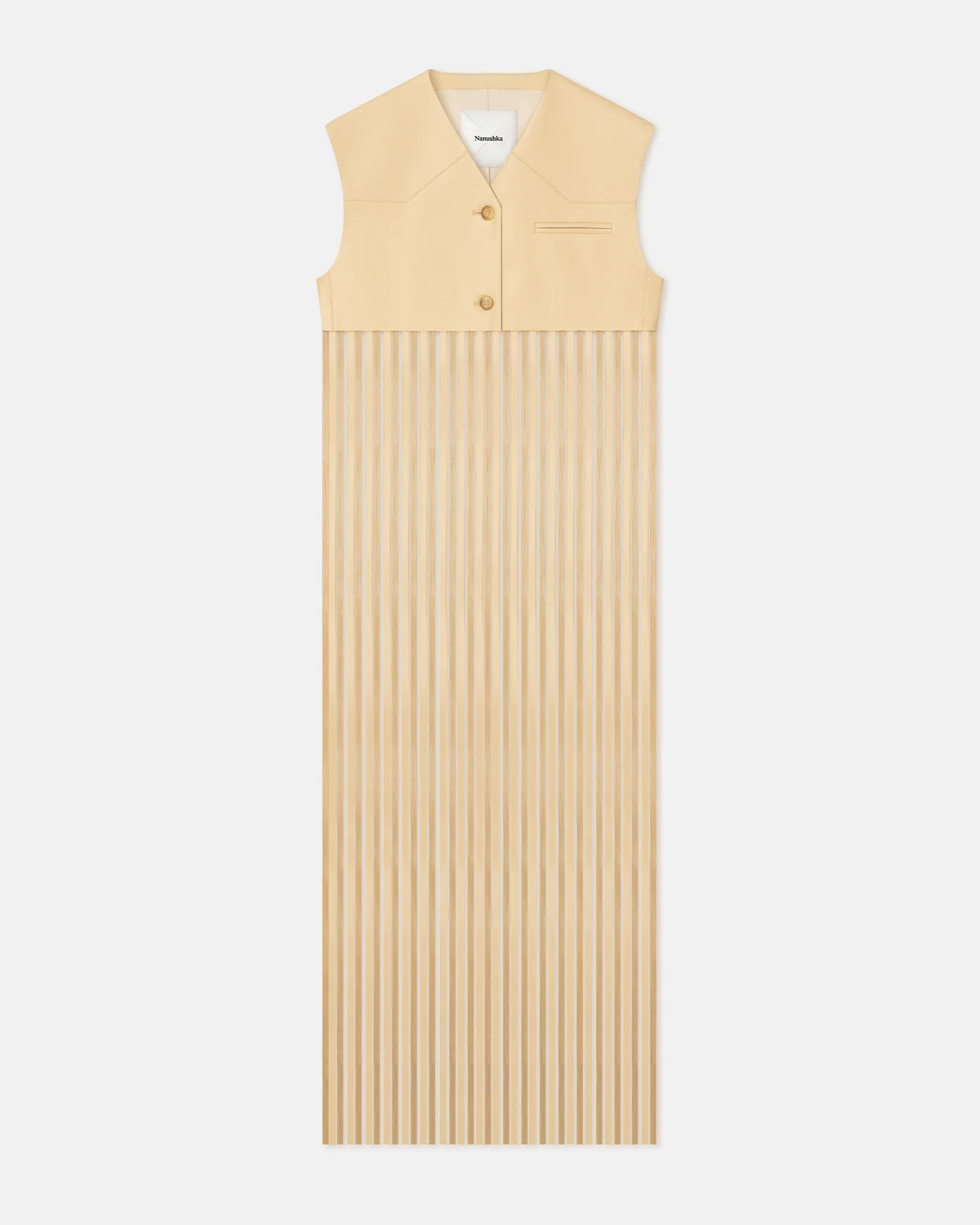 Derora - Fringed Regenerated Leather Vest - Vintage creme