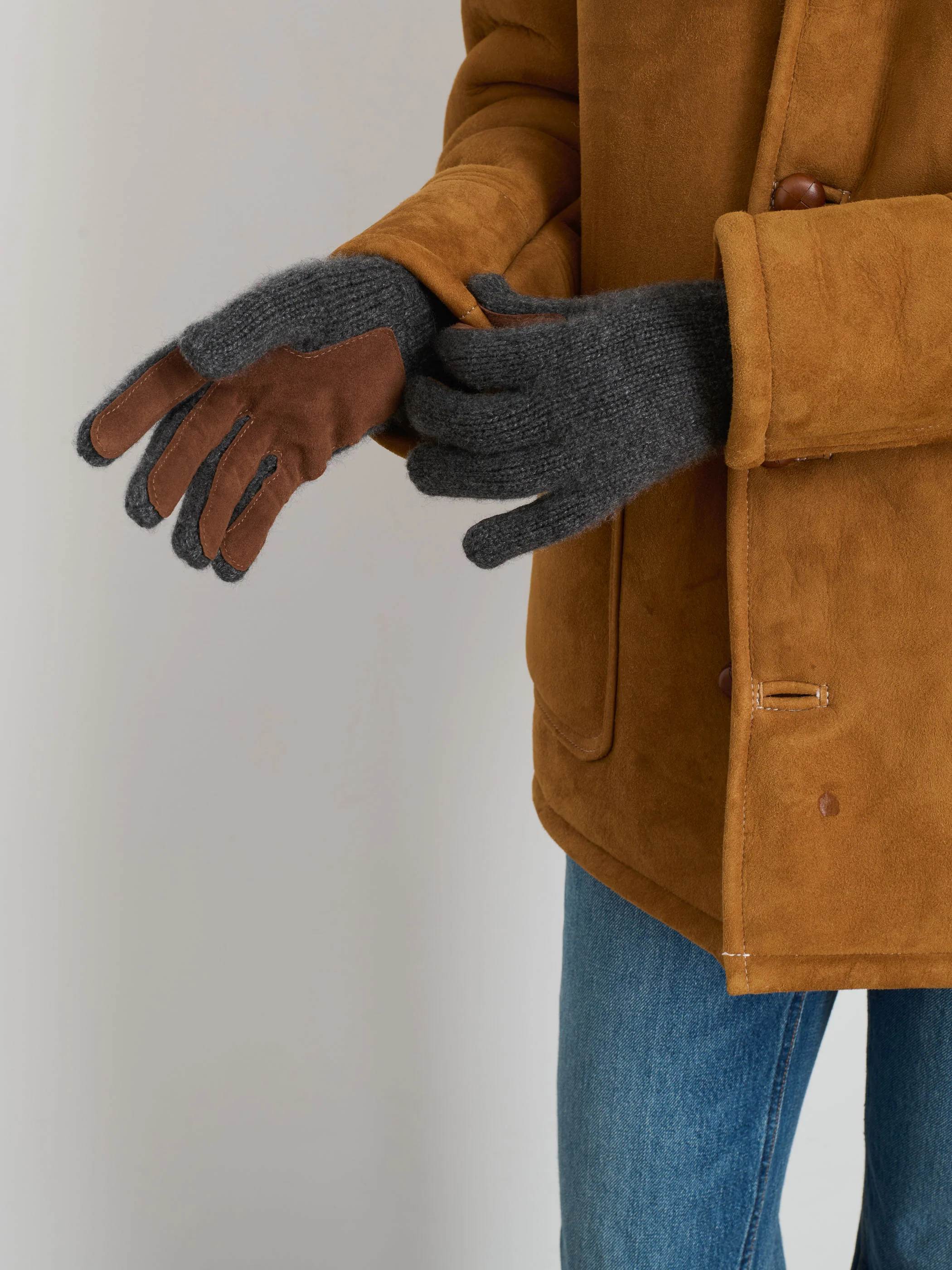 Cashmere Leather Patch Gloves