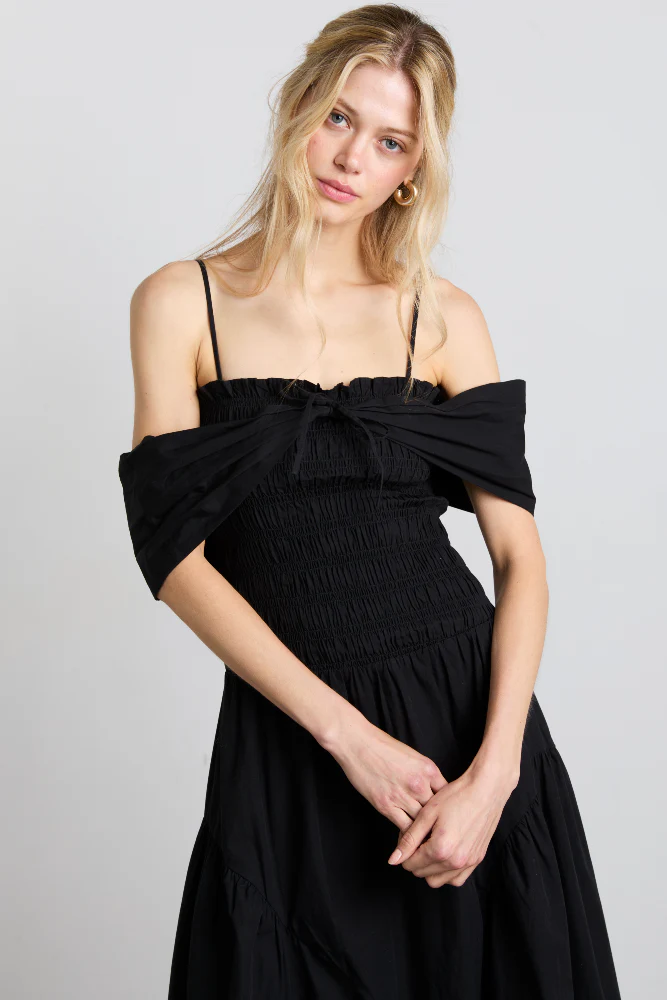 esmerelda midi multi-way dress - black