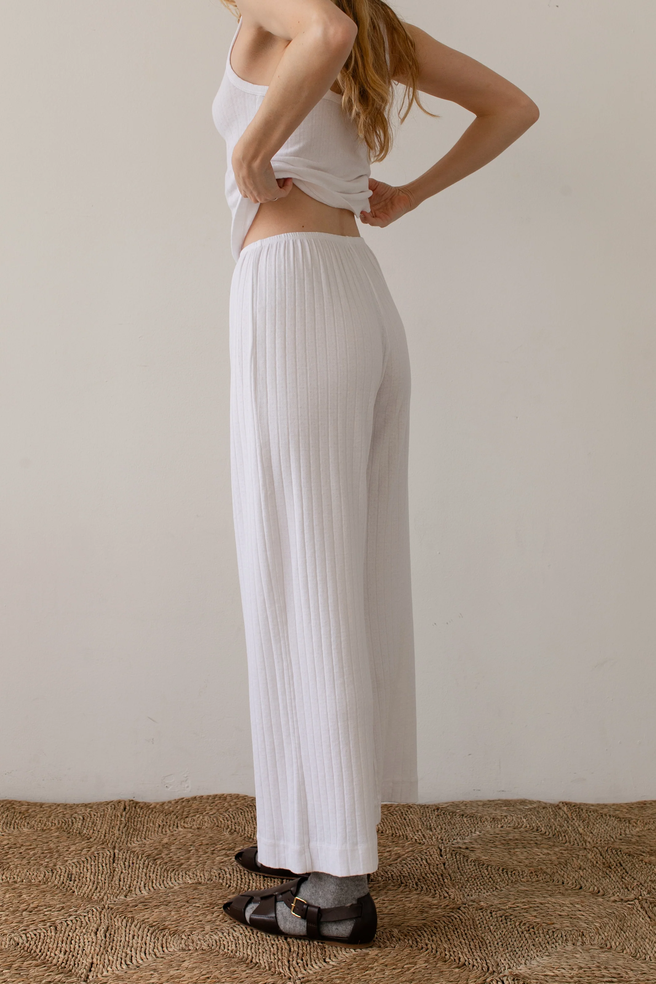 The Pointelle Simple Crop Pant