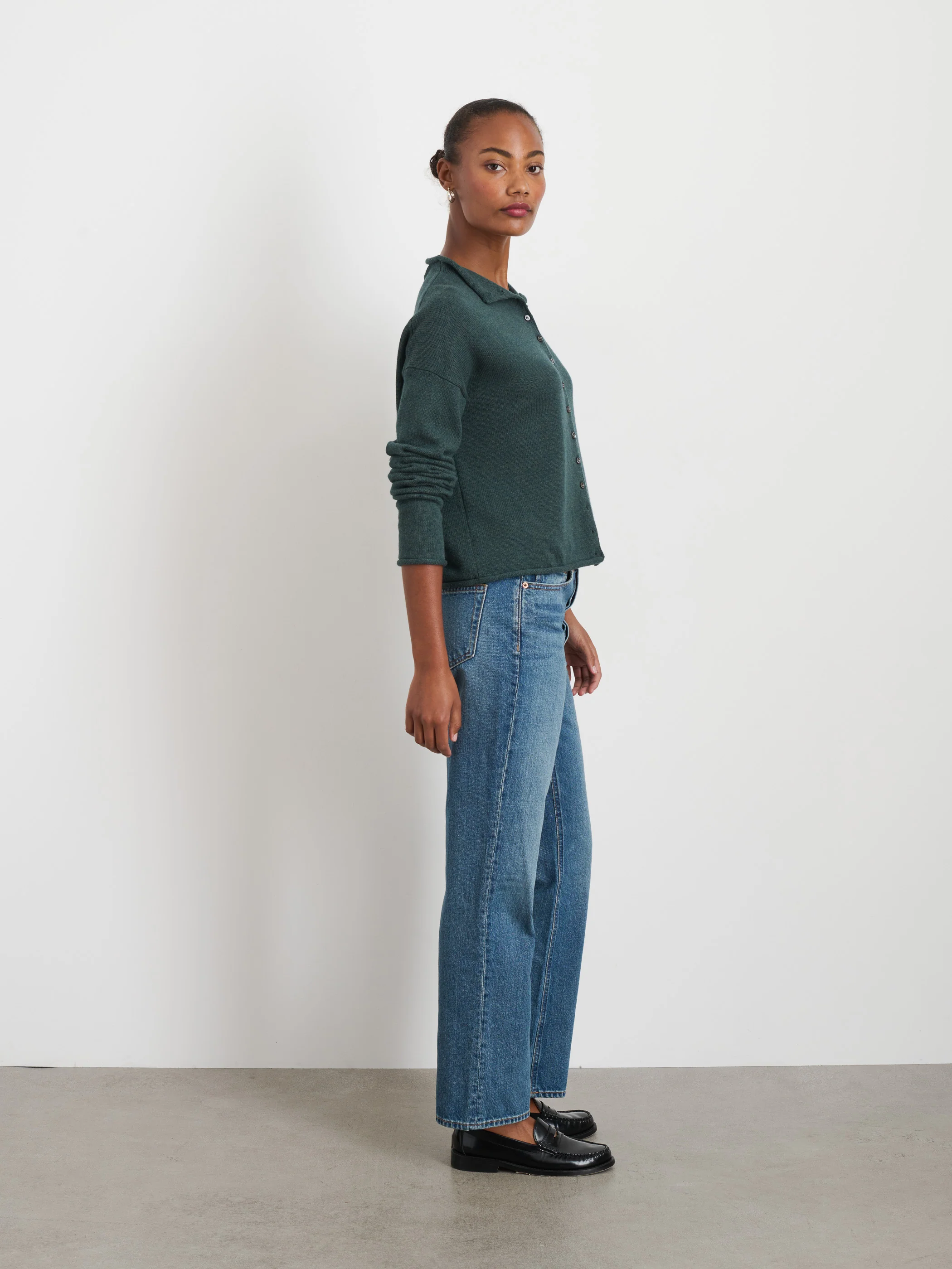 Taylor Rollneck Cardigan in Cotton Cashmere