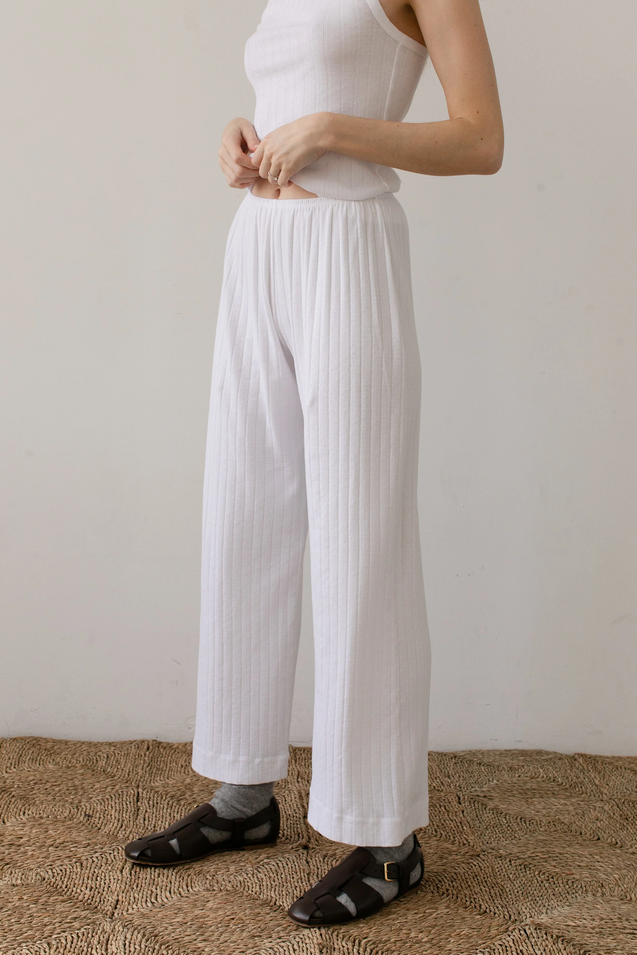 The Pointelle Simple Crop Pant