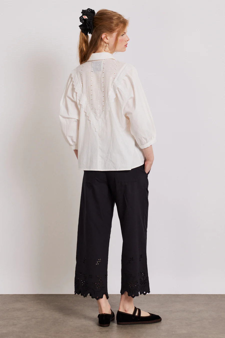lana trousers - black broderie