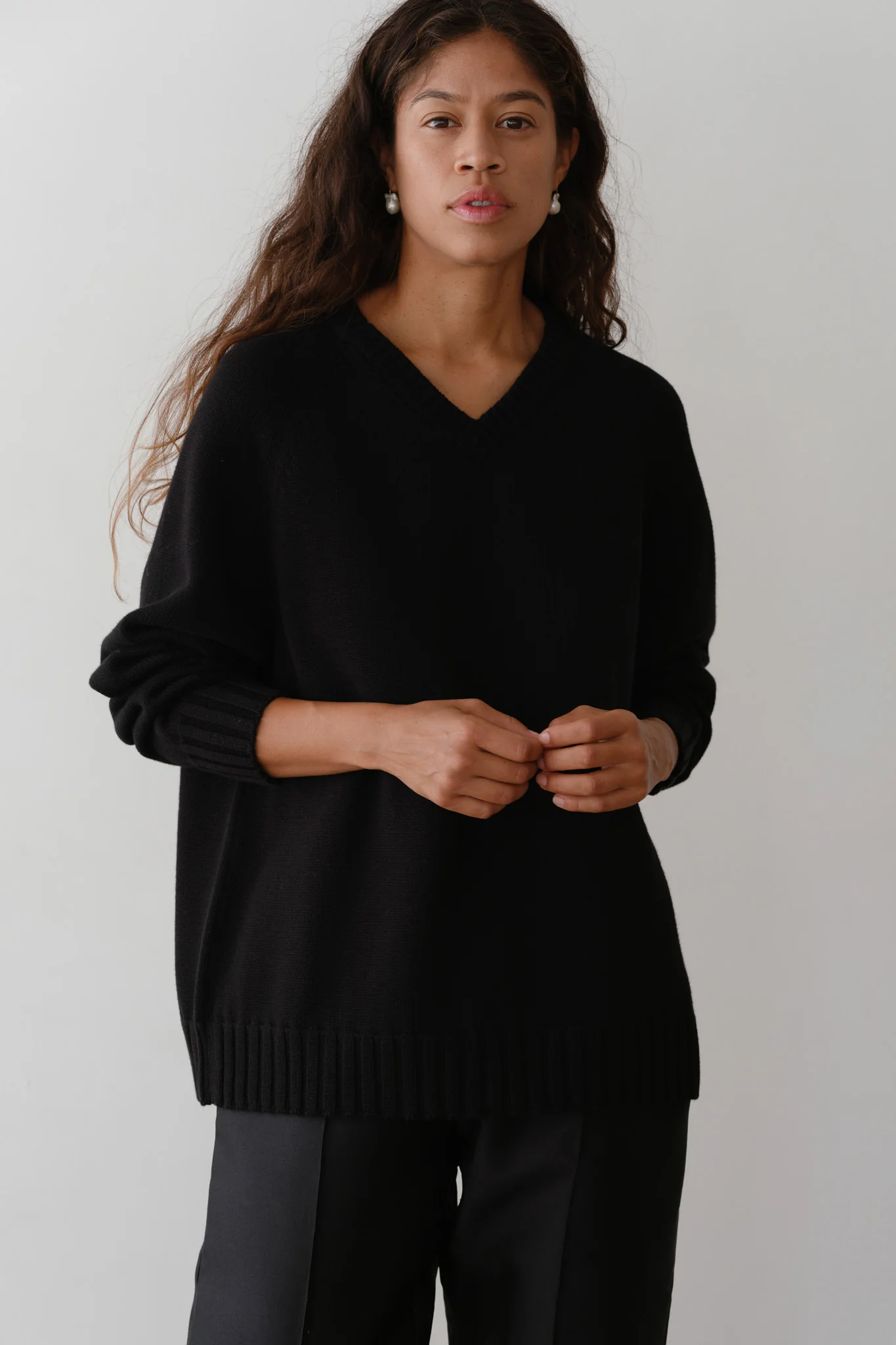 The Cotton Cashmere V-Neck Sweater