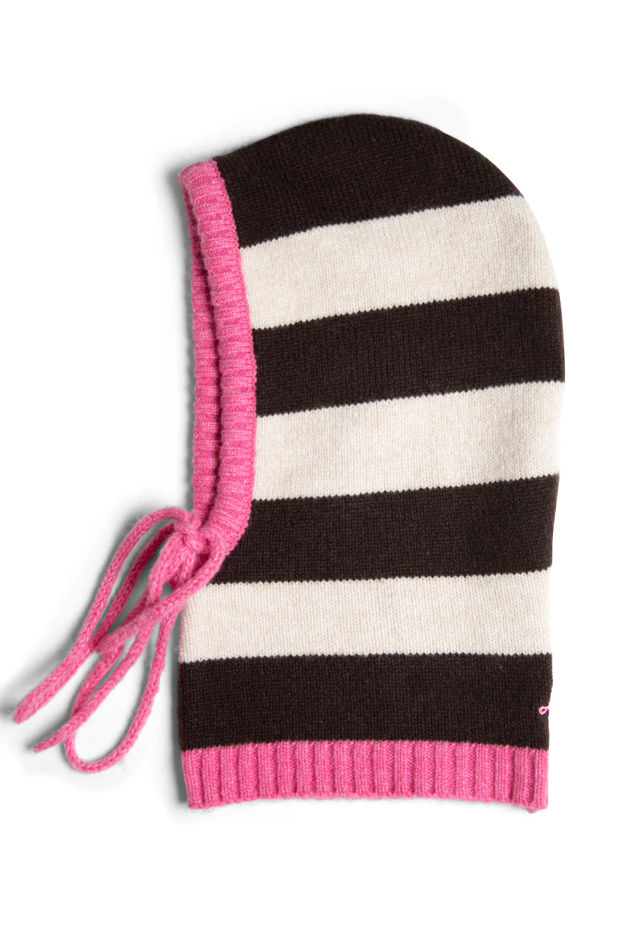 hood in cream & choc with pink tie