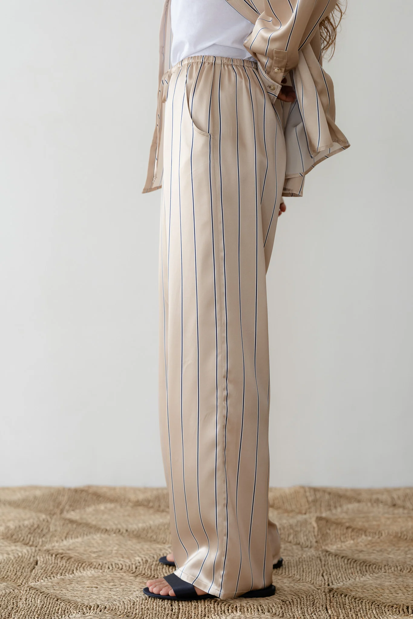 The Silk Pinstripe Drawstring Pant