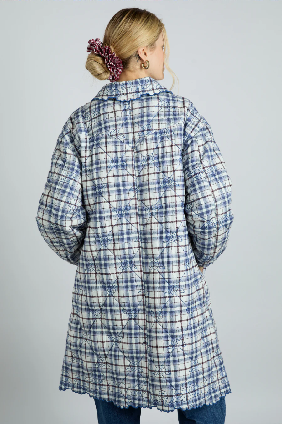 avery quilted jacket- navy check