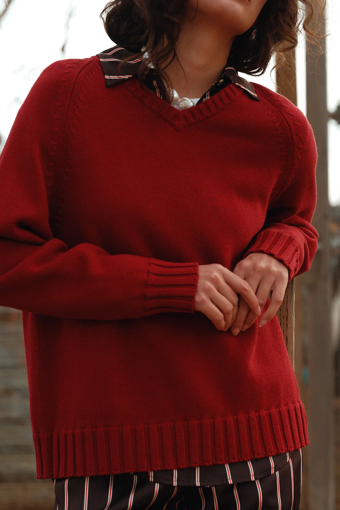 The Cotton Cashmere V-Neck Sweater