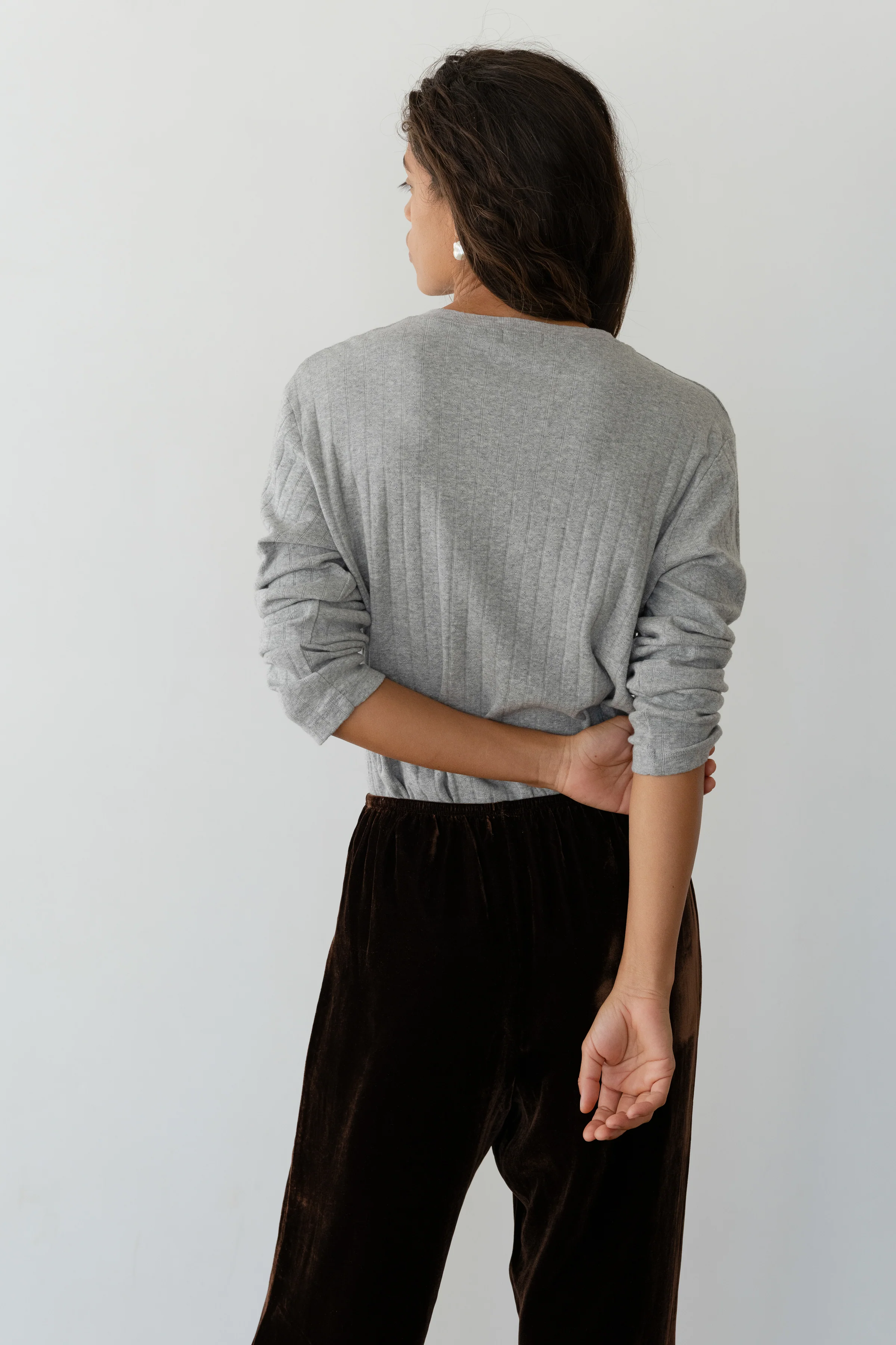 The Pointelle V-Neck Long Sleeve
